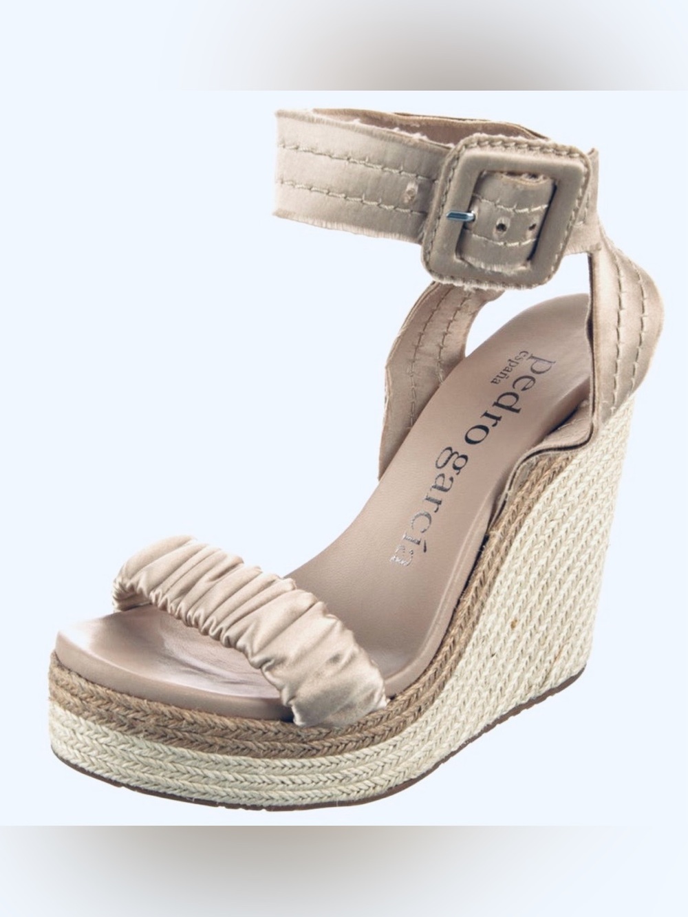 PEDRO GARCIA Teodora Satin Espadrille Sandals Marzipan Size 37 US 6.5